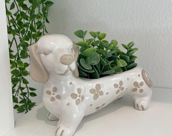Dachshund Planter – Wiener Dog Lover Gift | Unique Succulent Planter | Novelty Dog Pot for Indoor Plants | Mother's Day Gift