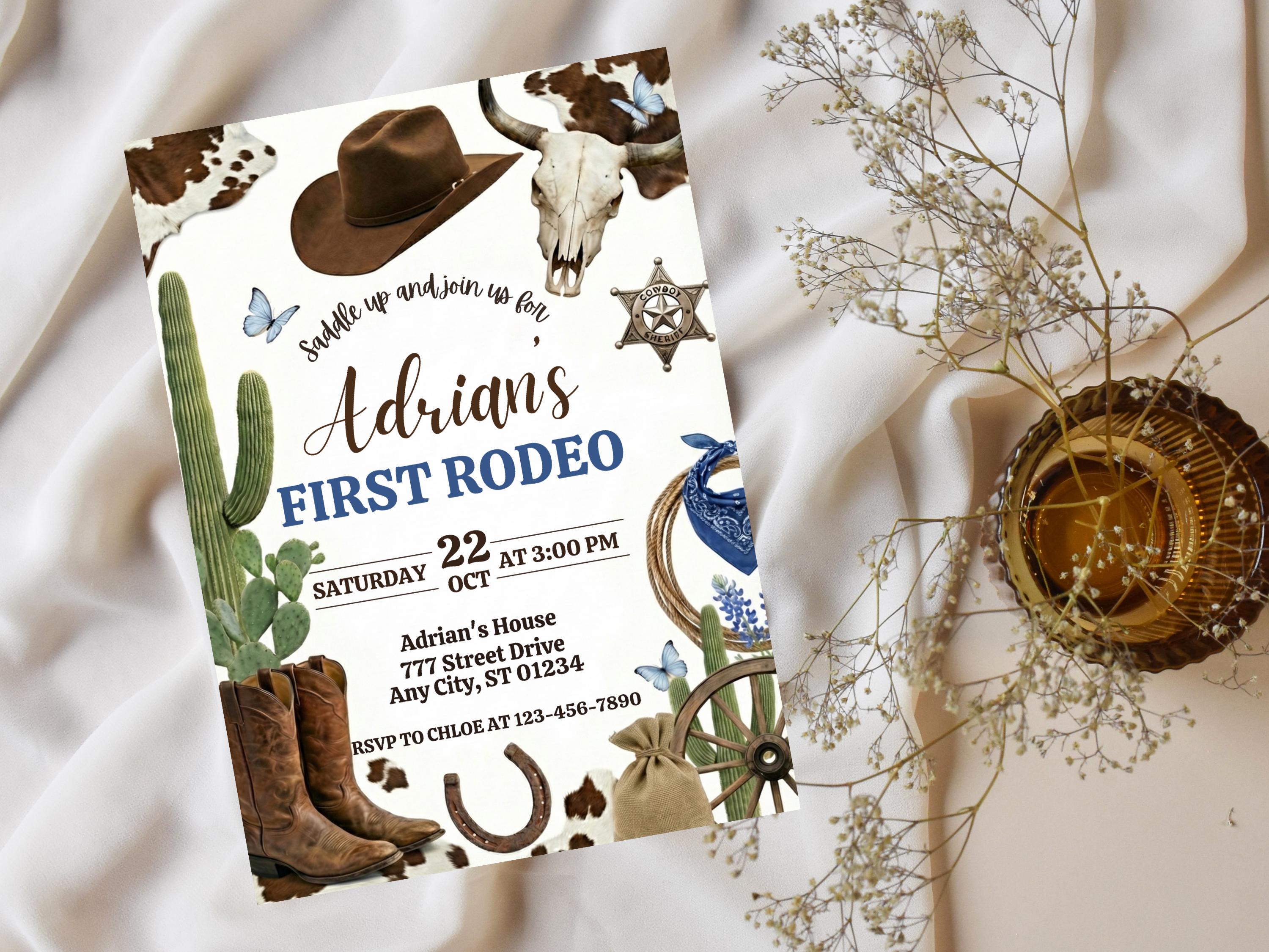 Editable Rodeo Birthday Invitation, Western Cowboy Birthday Invite ...
