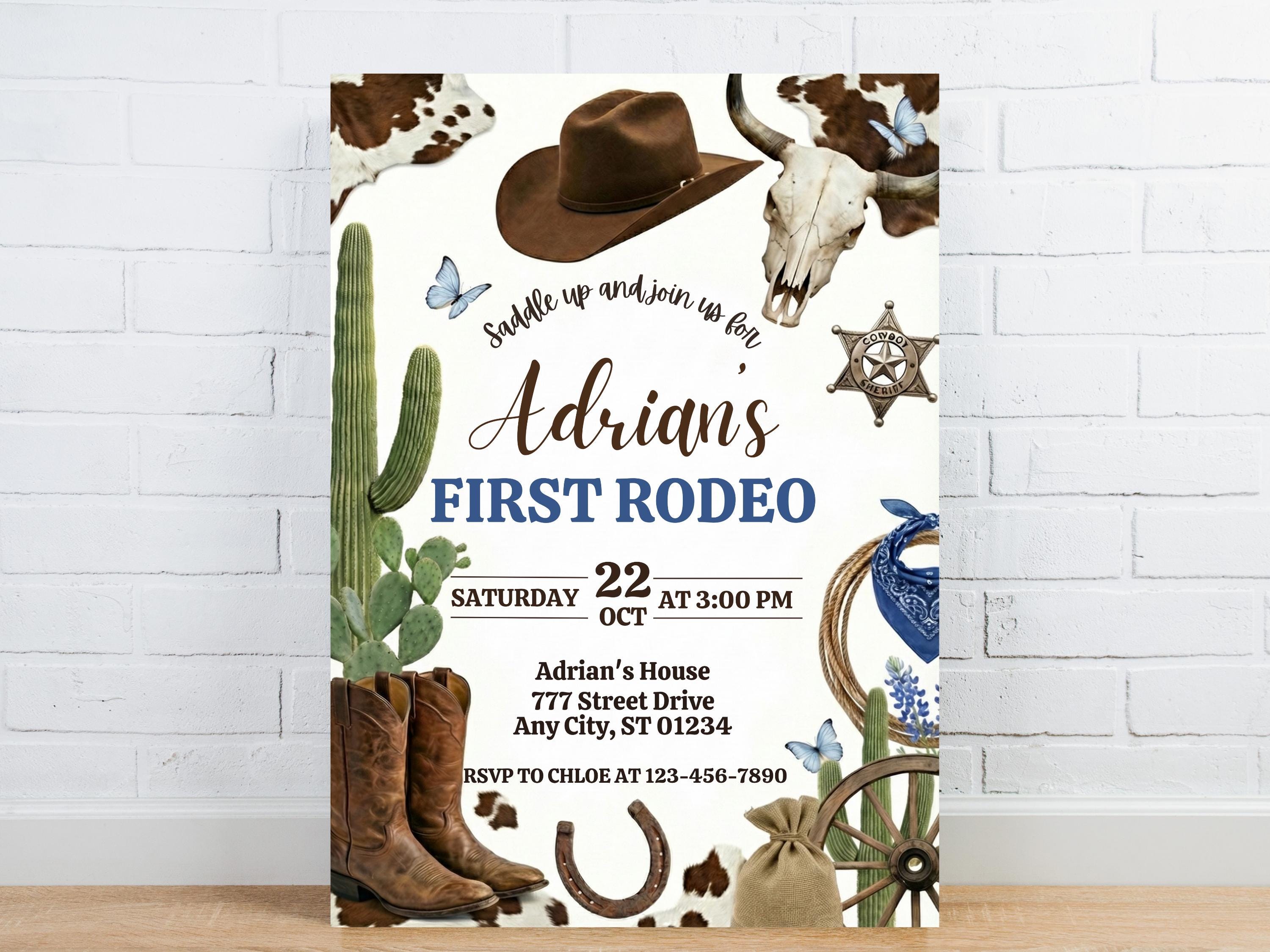 Editable Rodeo Birthday Invitation, Western Cowboy Birthday Invite ...