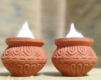 Handcrafted Terracotta Diya Candle Holders - Set of 4 - Corporate Gifts for clients