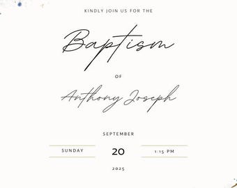 Editable Baptism Invitation Template | Printable Christening Invite | Digital Download