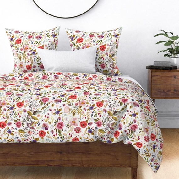 Wildflower Floral Duvet Cover Us Sizes Duvet Flowers Italian Etsy