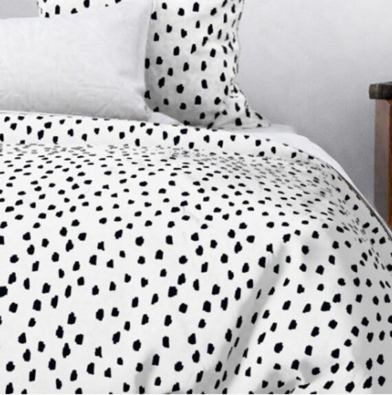 Black And White Duvet Cover Scattered Marks Bedding Us Sizes Etsy