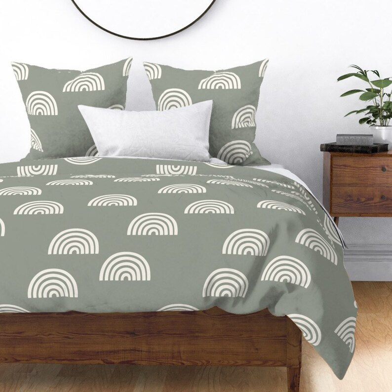 Sage Green Rainbow Bedding Rainbow Duvet Cover Rainbows Us Etsy