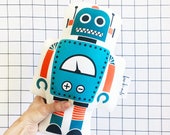 Blauwe Robot kussen Robot kussen knuffel Robot Decor Baby jongens kwekerij jongens slaapkamer