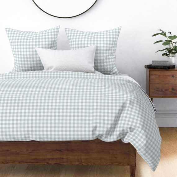 Light Blue Ray Gingham Duvet Cover Us Sizes Duvet Gingham Etsy