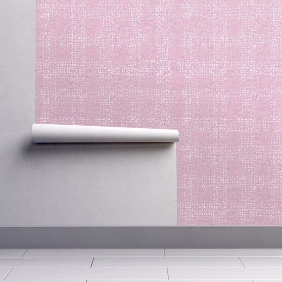 Musk Pink Mud Cloth Wallpaper Pink Wallpaper For Girls Bedroom Easy Install Removable Wallpaper Repositionable Wallpaper Grid Pink White