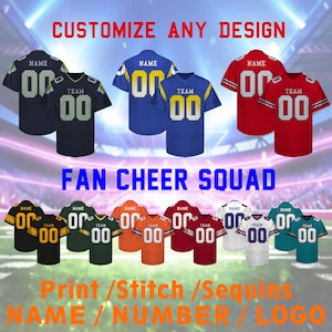 Custom Football Jersey Personalized Stitched Team Name Number Logo Printed Uniform Shirt Gift for Women Men Youth Kids Fan, Game Day Outfit image 1