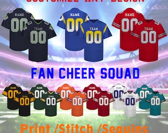 Custom Football Jersey Personalized Stitched Team Name Number Logo Printed Uniform Shirt Gift for Women Men Youth Kids Fan, Game Day Outfit