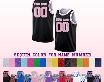 Custom Basketball Jersey for Women Men, Personalized Team Name Number Tank Top, Sequin Glitter Bling Jersey for Party Wedding Birthday Gift