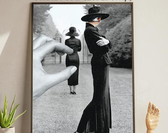 Abstract Surreal Collage Art Print: Retro Hat Fashion (Digital Download)
