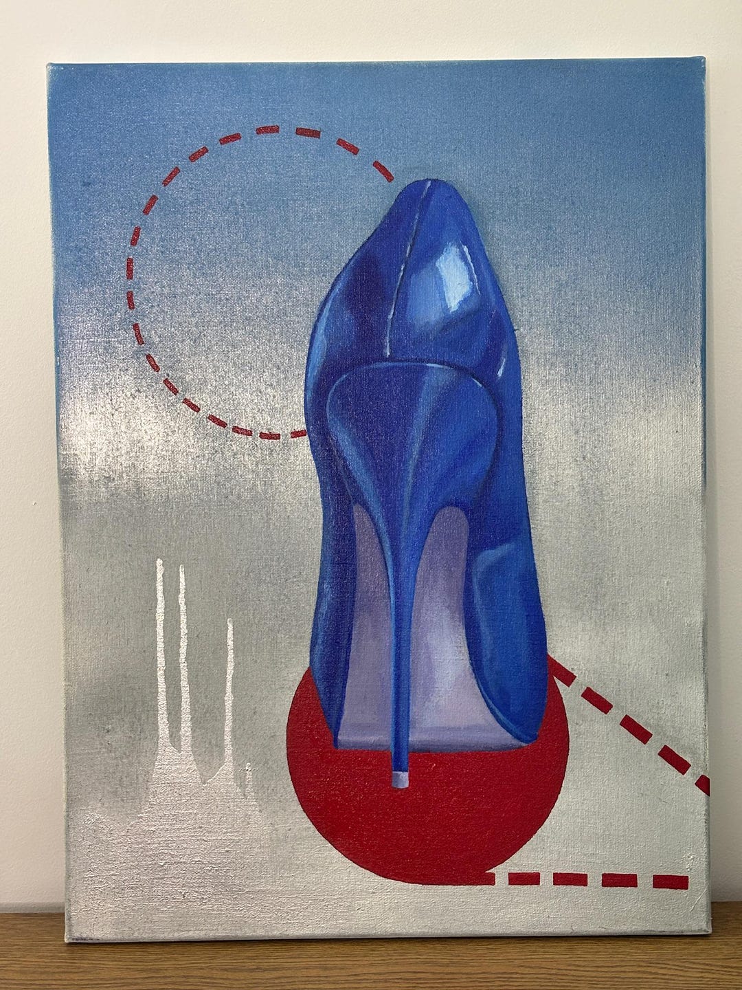 Abstract High Heel Shoe Painting: Geometric Acrylic Canvas Art, 54x73 ...