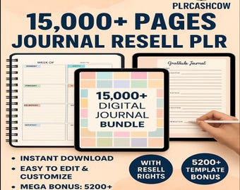 15,000+ Canva Templates, Digital Planner Journal Bundle, Resell Rights (PLR)