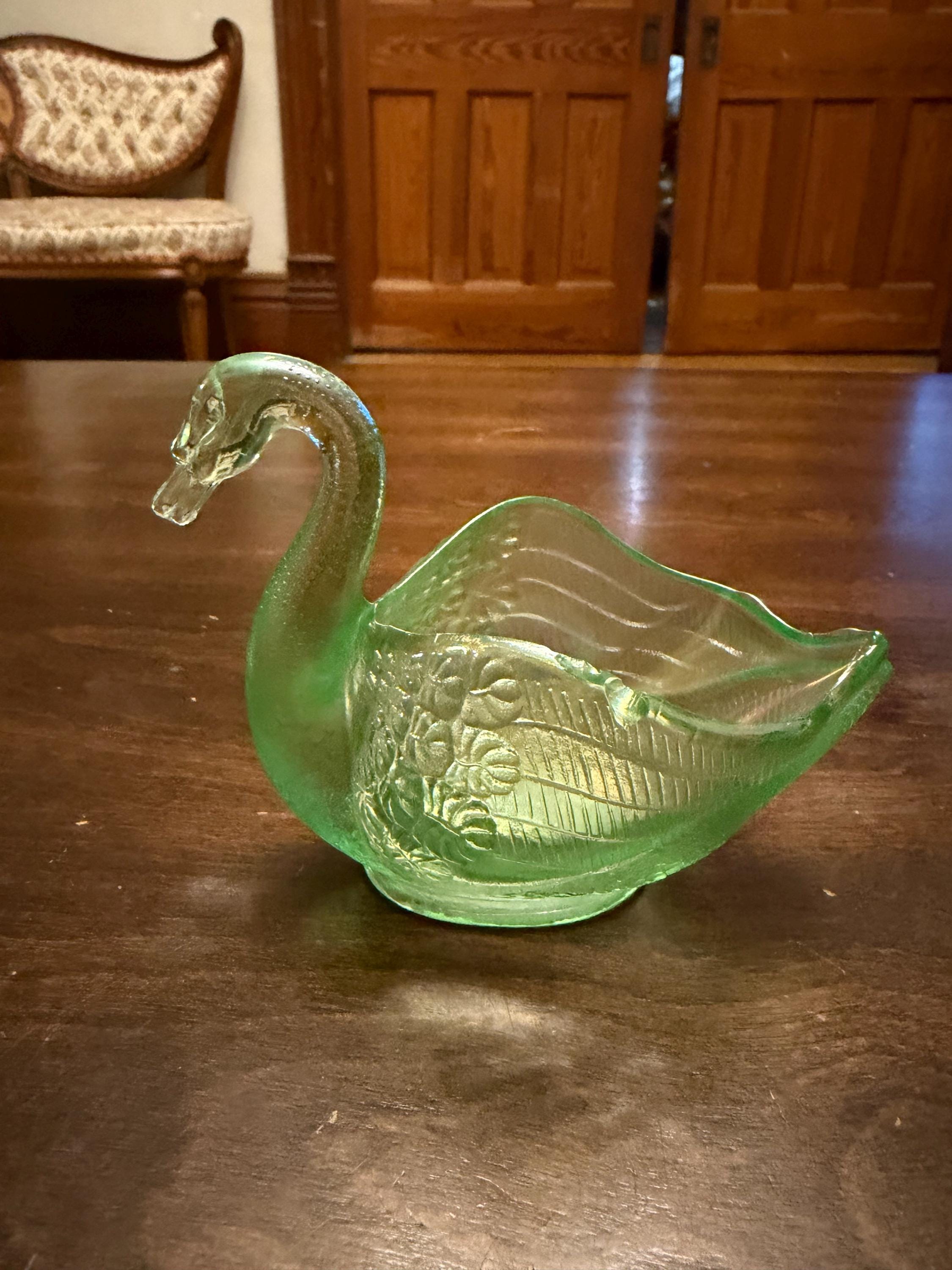 Uranium Glass Swan - Etsy