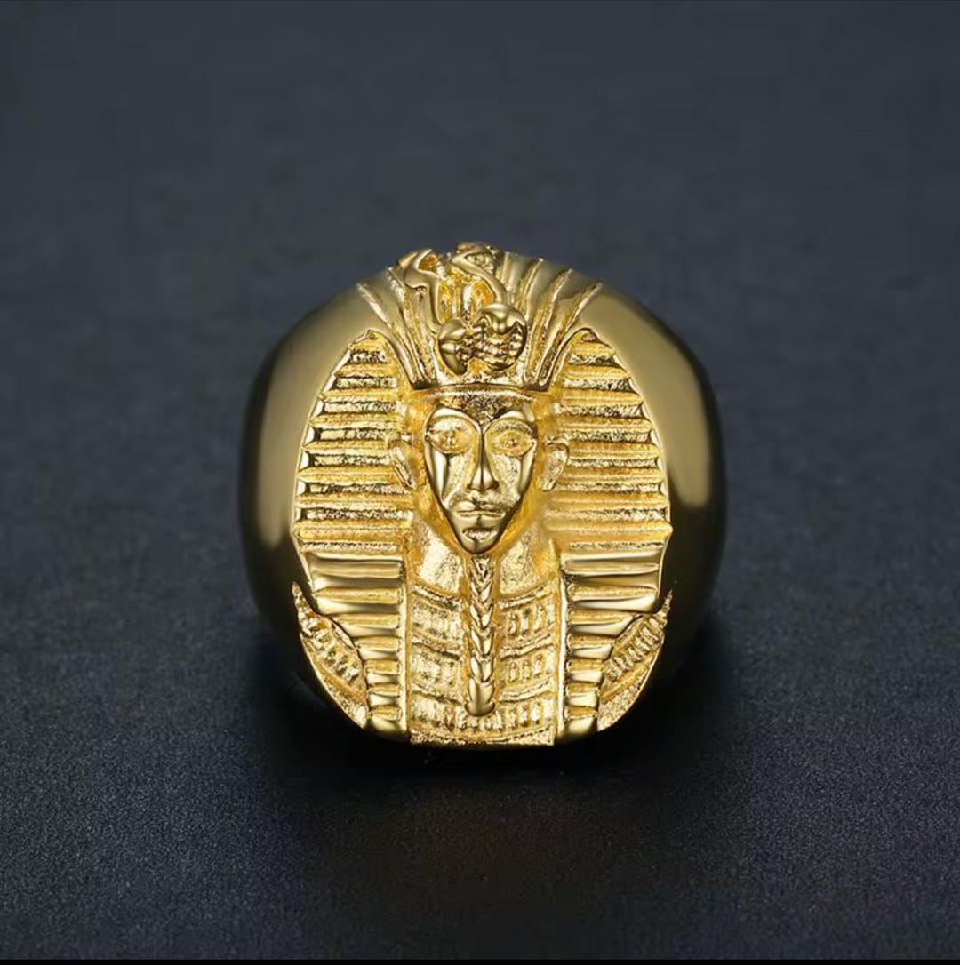 Pharos Rings Pharoah Egyptian Ring 18k Gold Plated Stainless Steel Tarnish Resistant ...