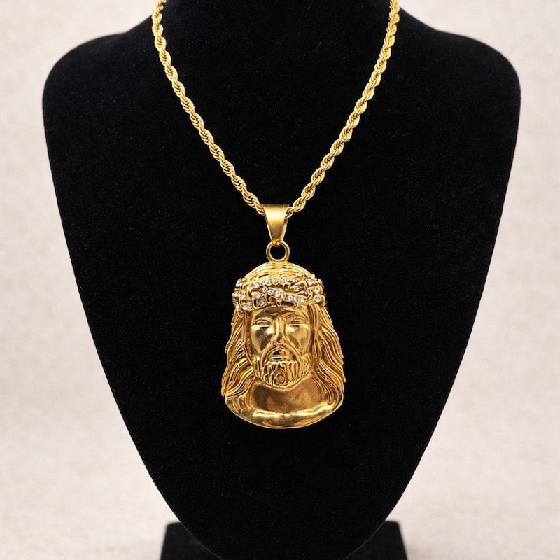 24 K Gold Pendant Jesus - Etsy