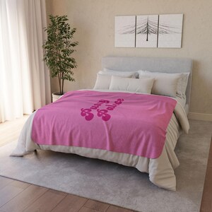 Pink Sherpa Fleece Blanket | Super Soft Cozy Throw | Funny Feminist Home Decor | Housewarming Gift for Women | Divorce Gift | Sofa Blanket