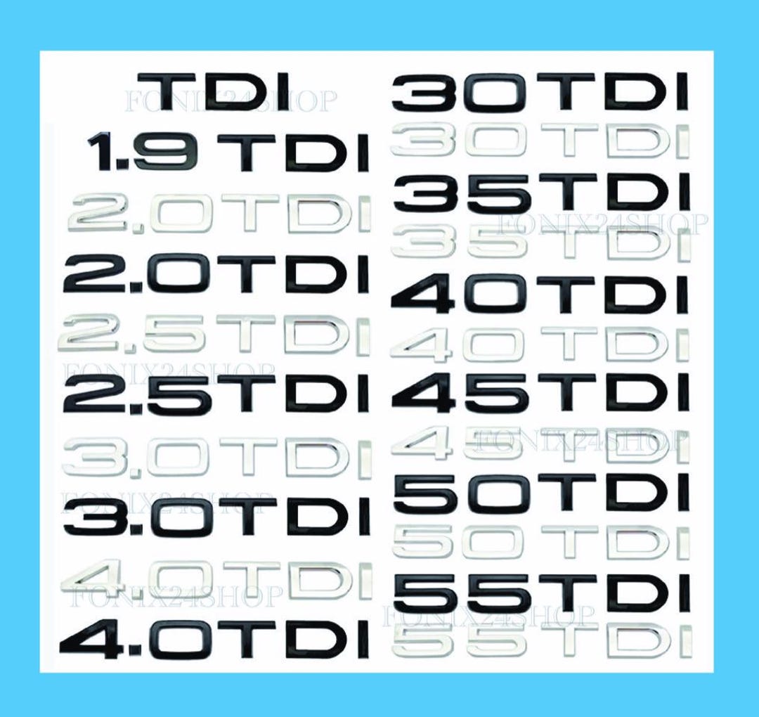 AUDI TDI Letters 3D Style Car Emblem & Numbers Chrome or Black Logo 1 ...