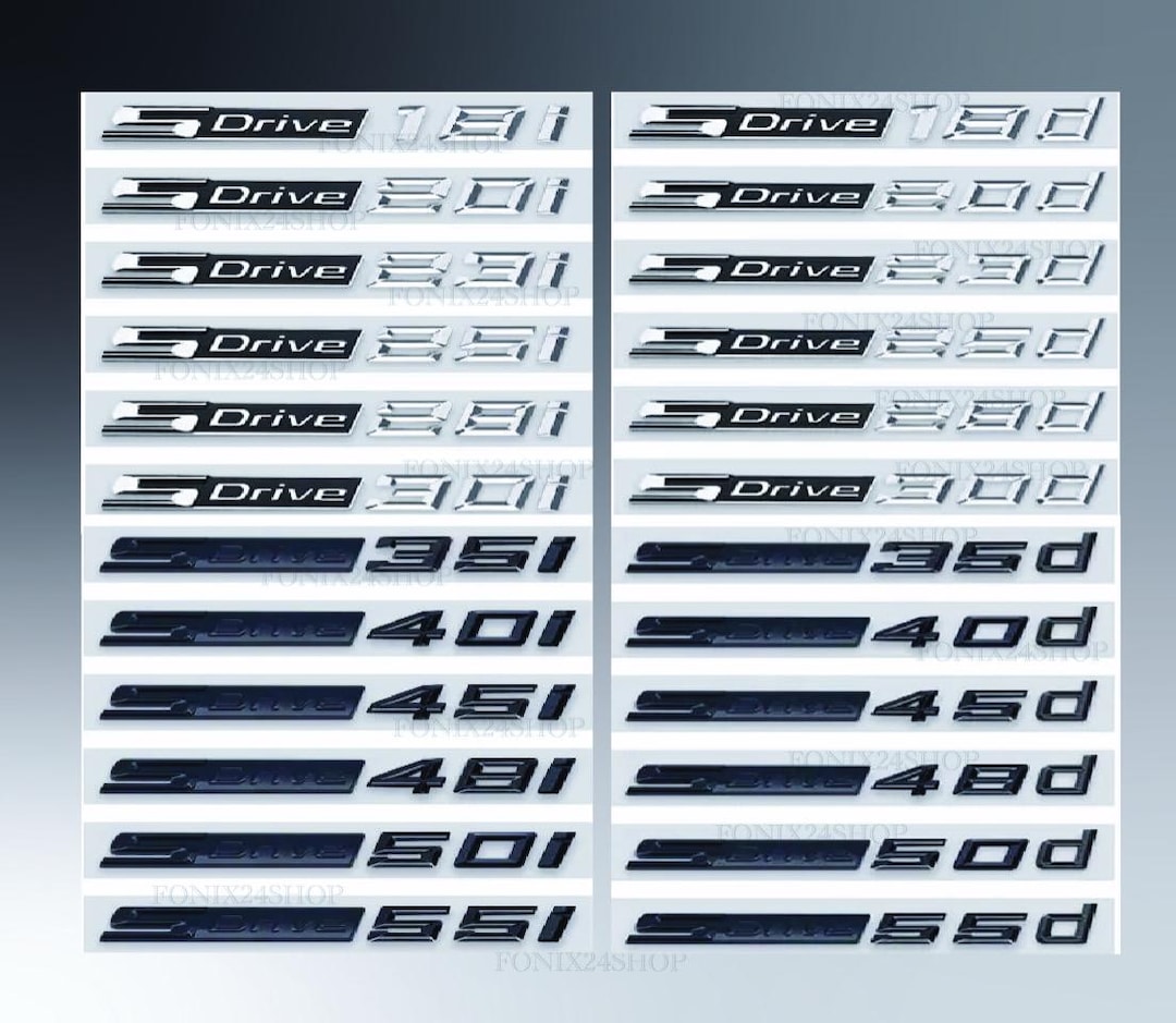 BMW Sdrive Letters 3D Style Car Emblem & Numbers Chrome/black Logo ...