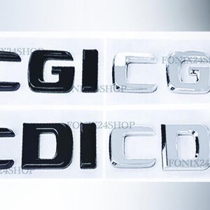 メルセデス CDI CGI フラット 2D フラットスタイル カーエンブレム 文字と数字 クロームまたはブラックロゴ 4Matic A B C E S モデル 2016-2025 年モデルに対応