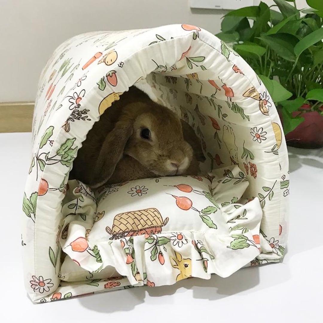 Washable Cotton Bunny Tunnel: Cozy Rabbit Hideout Bed & Play Burrow - Etsy