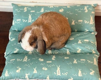 Bunny Burrow Snuggle Bed: 100% Cotton Reversible Flop Bed for Rabbits and Small Pets