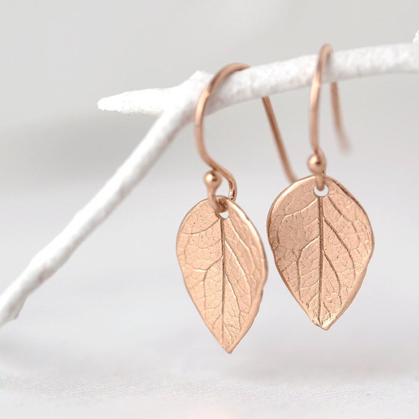 Rose Gold Leaf Earrings Handmade Jewelry by Burnish • Unique Gift for Her • Earrings for Women or Girls • Gift for Wife, Friend, Girlfriend