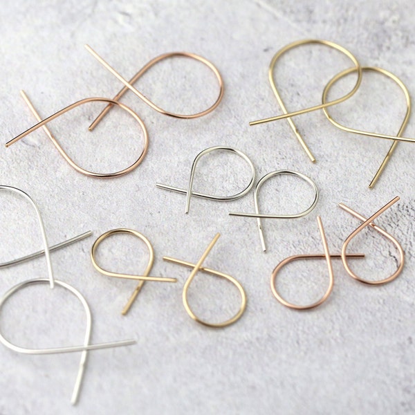 Wire Twist Minimalist Earrings • Unique Edgy Simple Silver, Gold, Rose Gold Earrings • Women's Jewelry