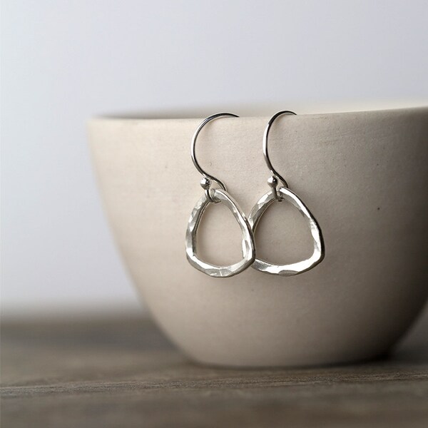 Small Triangle Geometric Earrings - Modern Minimal -  Sterling Silver - Gift for Women