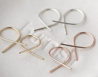 Tiny Wire Twist Minimalist Earrings • Small Handmade Lightweight Unique Edgy Simple Silver, Gold, Rose Gold Earrings by Burnish