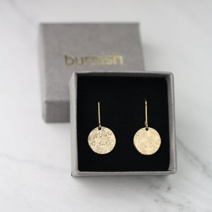 Gold Textured Earrings Lever-back, Minimalist Hammered Gold Filled Dangle Leverback Earrings, Gold Jewelry Gift for Her image 9