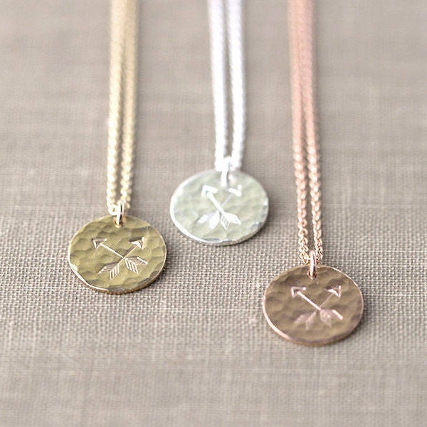 Best Friend Crossed Arrows Friendship Necklace, Hand Stamped Friend Gift Pendant Necklace, BFF, Sister Gift, Handmade by Burnish