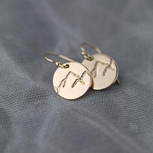 Minimalist Gold Mountain Earrings • Hand Stamped Gold Filled Disc Earrings • Handmade Jewelry by Burnish