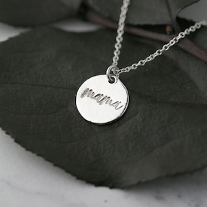 Sterling Silver Mama Pendant Necklace • Handmade Jewelry Gift for Mom • Unique Mother&#39;s Day Gift
