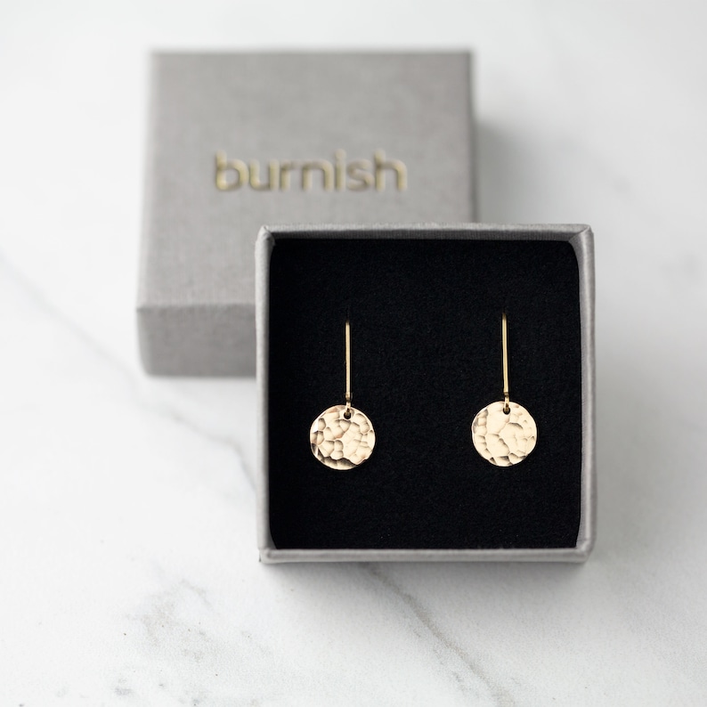 Tiny Hammered Gold Lever-Back Earrings, Handmade Small Dangle Earrings Leverback, Gold Filled Lever Back Earrings image 6