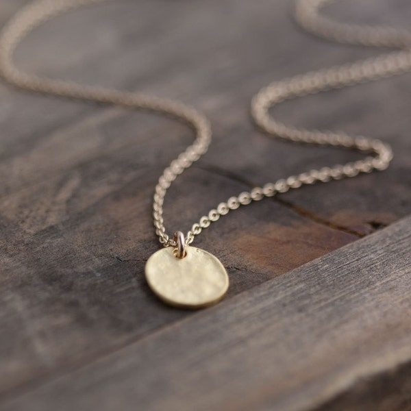 Simple Gold Necklace / Coin Disc Pendant Necklace / Minimalist Jewelry