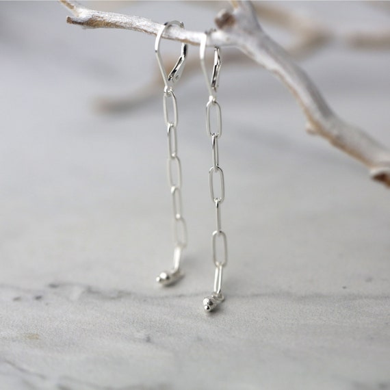 Solid Sterling Silver Two Bead Lever Back Earrings Solid Sterling Silver Two Bead Lever Back Earrings