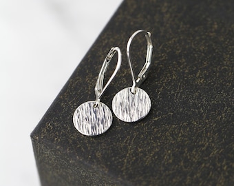 Tiny Handmade "Rain" Leverback Drop Earrings in Sterling Silver • Small Dainty Minimalist Dangle Earrings by Burnish • Jewelry Gift for Her