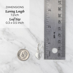 Sterling Silver Leaf Earrings Lever-back Minimalist Dainty Earrings Handmade Modern Gardening Jewelry for Women Gift for Her image 7