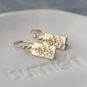 Small Gold Filled Wildflower Dangle Earrings: Dainty Nature Jewelry Handmade by Burnish