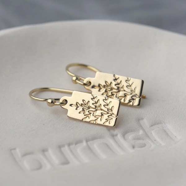 Small Gold Filled Wildflower Dangle Earrings: Dainty Nature Jewelry Handmade by Burnish