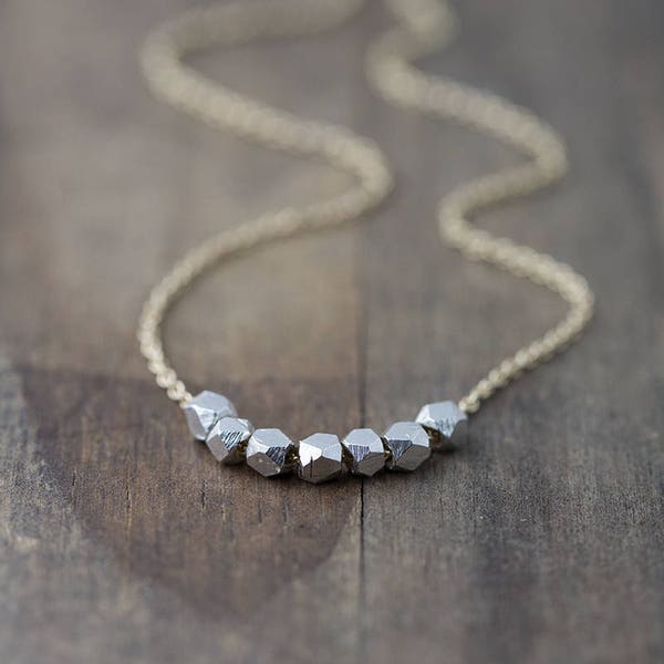 Silver Nuggets Gold Filled Necklace | Minimalist Gold Necklace Jewelry Gift for Women | Necklaces for Women | Handmade Jewelry | Burnish