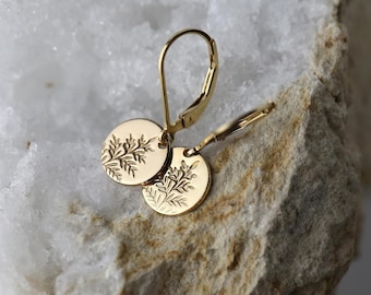 Handmade Gold Filled Fern Dangle Earrings • Dainty Gold Drop Earrings by Burnish Jewelry