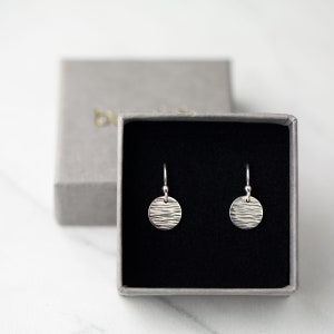 Sterling Silver Earrings Handmade, Minimalist Silver Dangle Earrings, Simple Birthday Gift for Her, Hammered Silver Dangle Earrings image 4