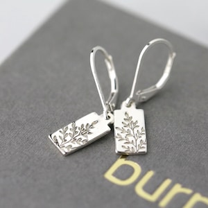 Tiny Sterling Silver Wildflower Earrings: Dainty Leverback Dangle Handmade by Burnish