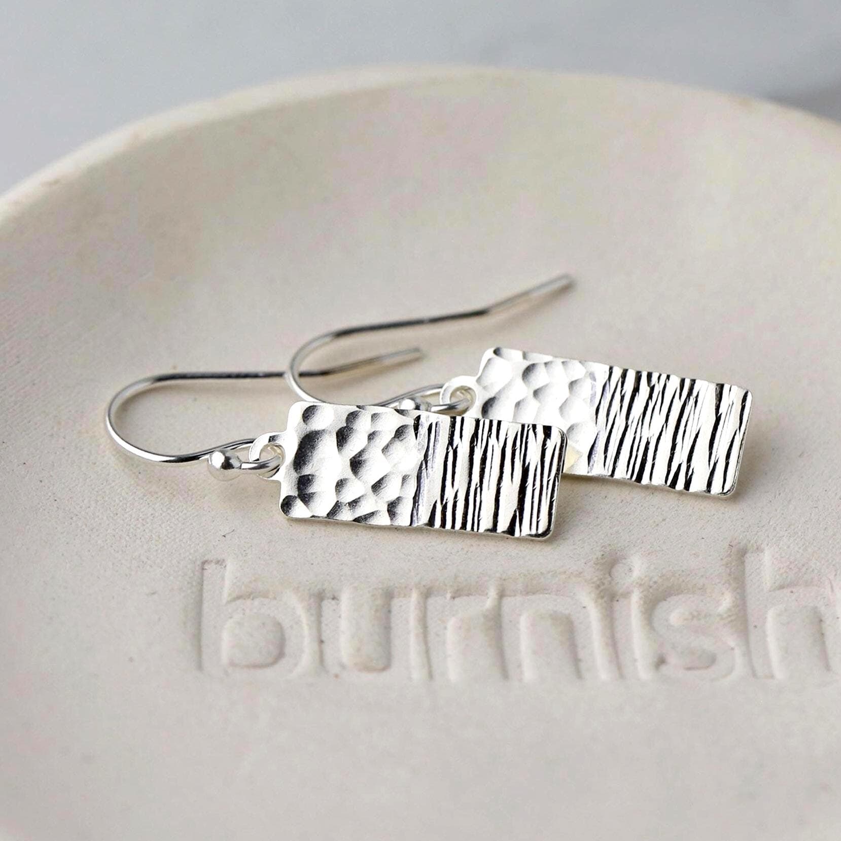 Dainty Hammered Silver Minimal Earrings • Sterling Silver Lever-back Earrings Dangle • Minimalist Earrings Gift for Her