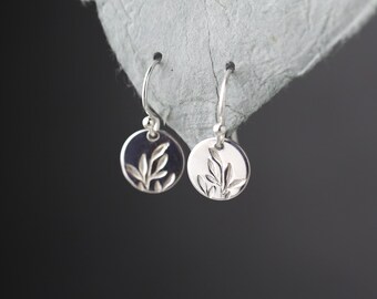 Dainty Willow Leaf Sterling Silver Earrings • Handmade Nature Jewelry by Burnish