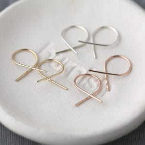 Tiny Wire Twist Minimalist Earrings • Small Handmade Lightweight Unique Edgy Simple Silver, Gold, Rose Gold Earrings by Burnish