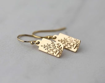 Small Gold Filled Wildflower Dangle Earrings: Dainty Nature Jewelry Handmade by Burnish