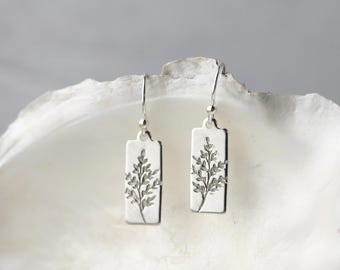 Stamped Sterling Silver Wildflower Earrings • Dainty Nature Jewelry Handmade by Burnish